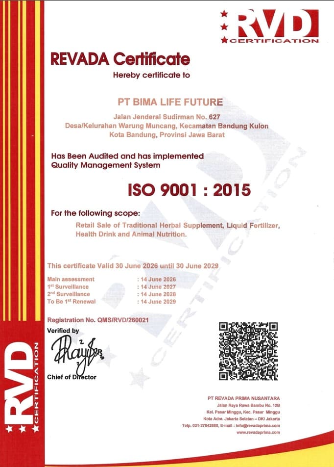 Sertifikat ISO 9001 PT BIMA